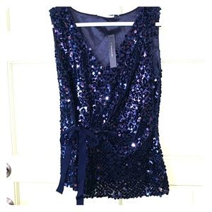 T Tahari Sparkle Wrap Top